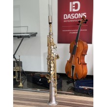 Sax Soprano Jupiter Artist Corpo Prateado com Chaves Douradas